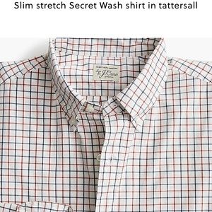 J.Crew Men's Button Long Sleeve Slim Stretch Tattersall Secret Wash Small NWT
